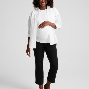 Ponte Maternity Cropped Flare Pants