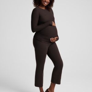 Ponte Maternity Cropped Flare Pants